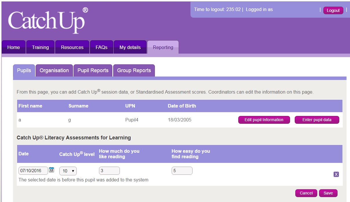 Progress Reporting Tool