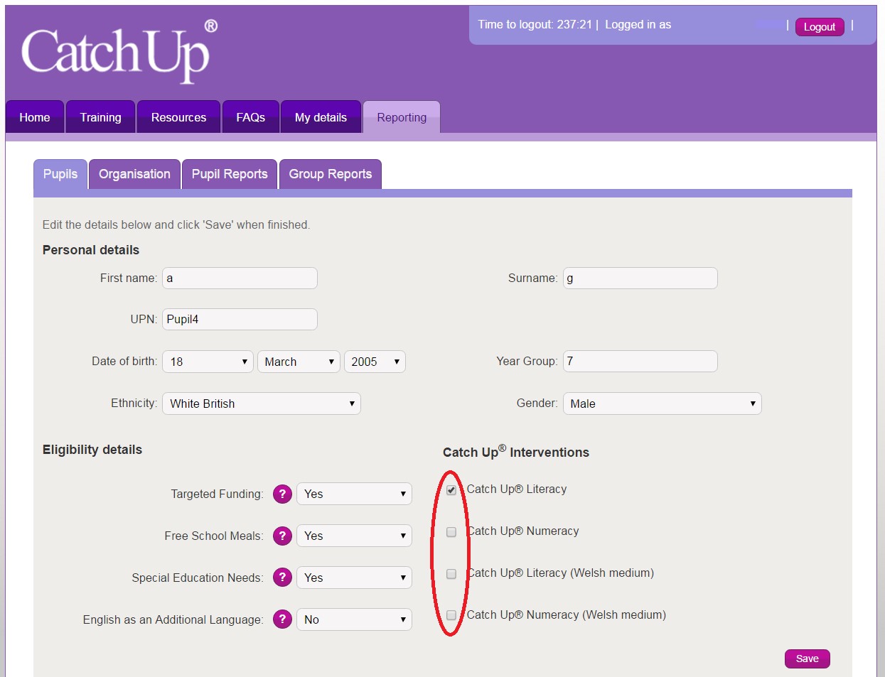 Progress Reporting Tool